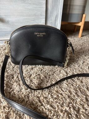 kate spade black leather chain-strap crossbody bag